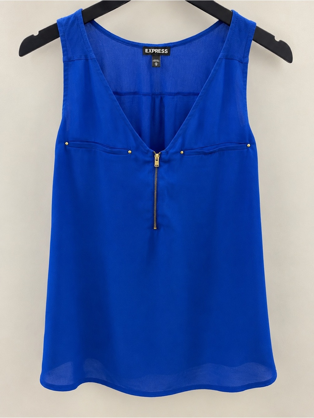 Express Royal Blue Zip-Front Sleeveless Camisole